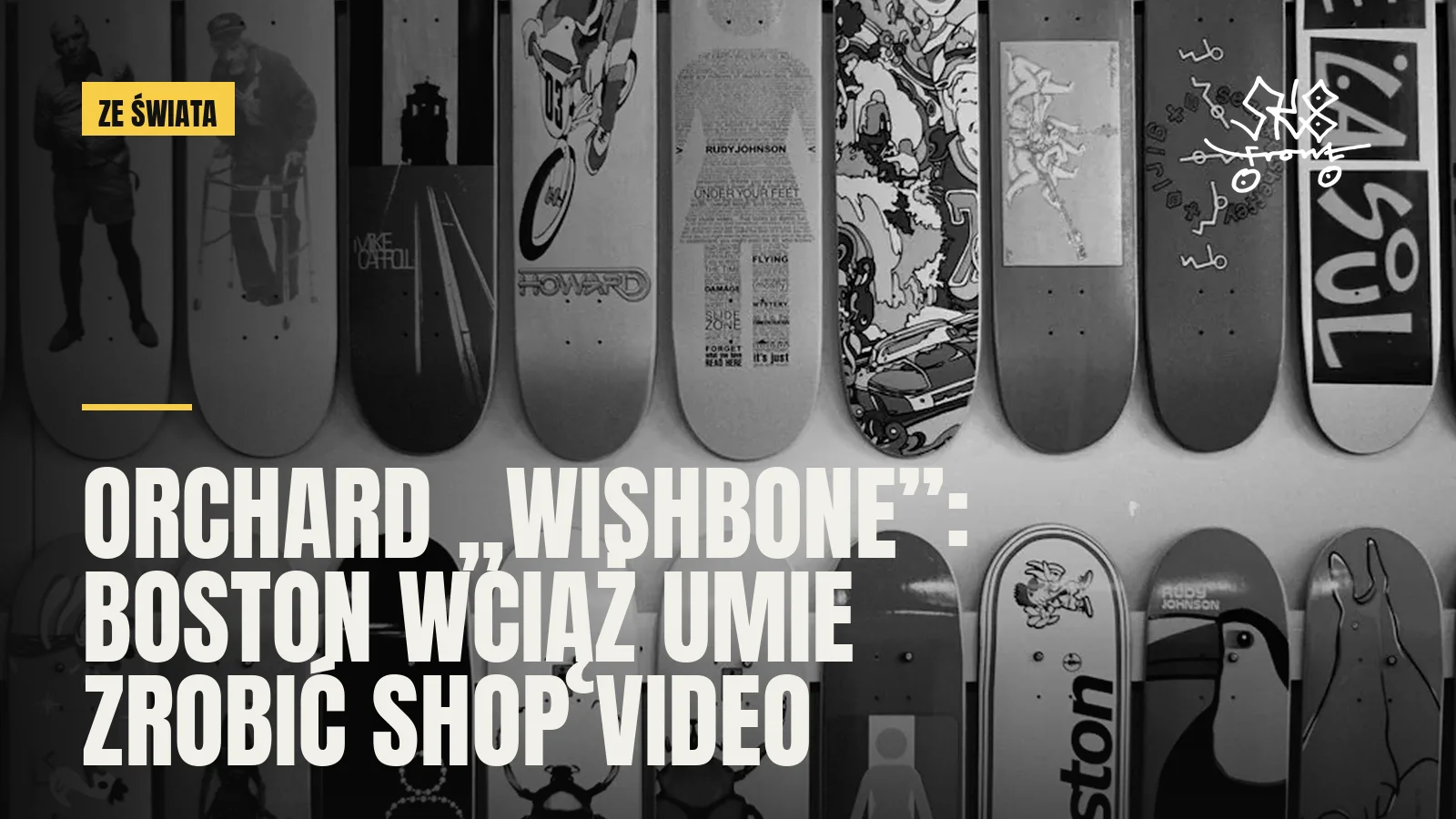 Ściana z deskami w skateshopie